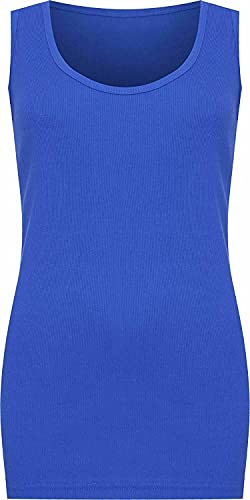 DigitalSpot Débardeur côtelé sans manches à col rond pour femme, bleu marine, 50-52
