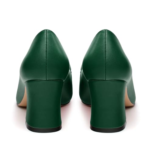 Womens Chunky Block High Heel, Square Toe Closed Pumps Slip-on Loafers Shoes Dress Party Office Basic Classic Shoes 2.5IN4