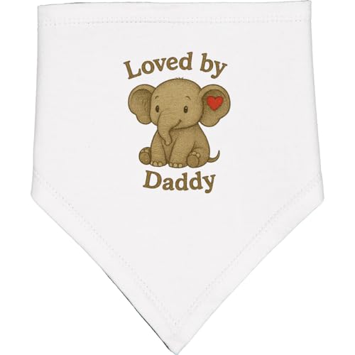 inktastic Loved By Daddy Cute Elephant Heart Baby Bandana Bib