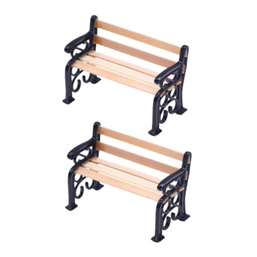 FOYTOKI 2pcs Miniature Park Bench Model Vintage Dollhouse Furniture Decor