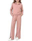 SOLOYEE Girls 2 Piece Outfit Sweatshirt and Pants Sweatsuit Set 13-14 Years