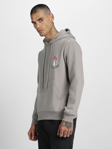 Image of Veirdo Cotton Fleece Regular Fit Full Sleeve Hooded Sweatshirt Front and Back Graphic Printed Jumper Hoodie for Men