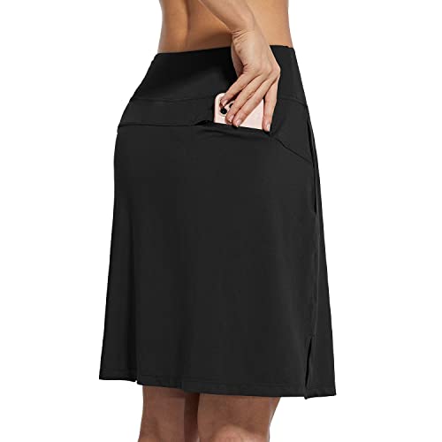 Baleaf Women's 20" Knee Length Skorts Skirts Athletic Modest Long Golf Casual Skirt Zipper Pocket Uv Protection Black M #TOP2