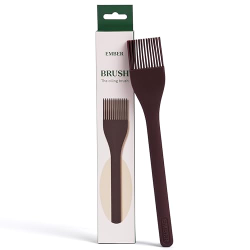 Image of Ember Cookware Silicone Oil & Basting Brush 21 cm | 230C Heat Resistant | Platinum Grade Silicone | Food Safe Pastry Brush | Easy to Clean Bristles | Non Absorbent | Wine