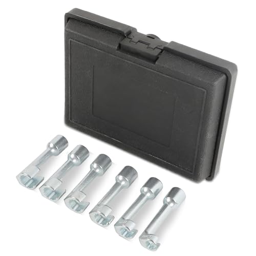 PLAYOCCAR 6-Piezas Laves Anillo Abiertas de Tubo Línea de Inyector Diésel, 12 puntos, 1/2 pulgada, Llaves Extremo Abierto Tipo L (12/14/16/17/18/19 mm).