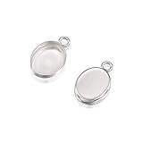 925 Sterling Silver Oval Setting with 1 Loop 8 x 10 mm Bezel Cup Findings For Pendants Charms...