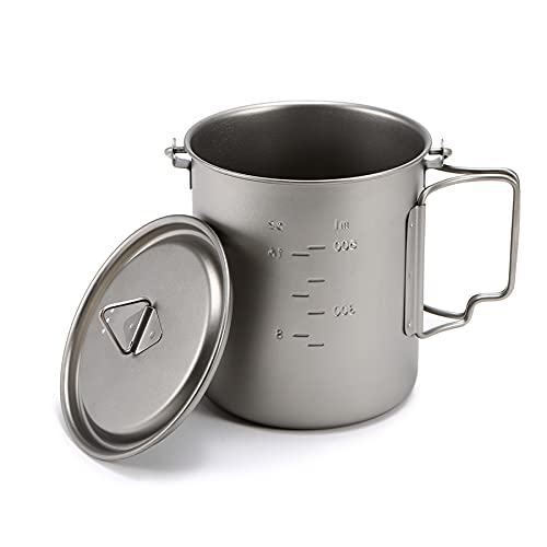 Geertop Portable 750Ml Titanium Mug Cup Backpacking Ultralight Titanium Cookware Pot With Lid For Outdoor Camping Hiking Hunting 25 Fl Oz #TOP1