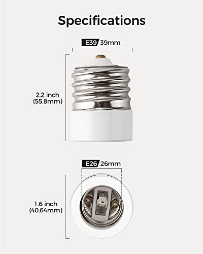 Jackyled Ul-Listed E39 To E26 Adapter, Ceramic Mogul To Medium Base Light Bulb Lamp Socket Converter Porcelain For Antique Floor Lamp, 1-Pack #TOP3