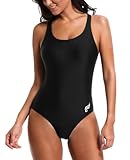 Charmo Athletic One Piece Badeanzug für Frauen Racerback Badeanzug Schwarz