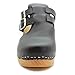 KLÄGN Brigetta Mid-Heel Wooden Swedish Clog Sandals (EU-37, Black Leather)