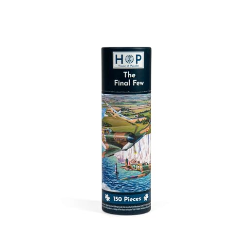 The House of Puzzles The Final Few Puzzle Tube | 150 Piece Mini Jigsaw | Travel Jigsaws for Adults & Kids | Small Gifts & Stocking Fillers | Sustainable Board | Plane & White Cliffs Scenic Landscape