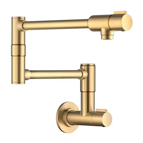 KRAUS Bolden Pot Filler Faucet with Retractable Arm Wall Mount Kitchen Faucet Pot Filler for Stove in Spot-Free Brushed Brass KPF-5003SFBB