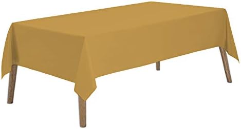 Gold Plastic Tablecloths 2 Pack Solid Disposable Table Covers 54 x 108 Inch Bridal Shower Party Tablecovers PEVA Table Cloths for BBQ Picnic Birthday Wedding Banquet Parties 8 ft Rectangle Table Use