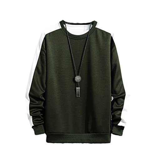 Sweat à capuche patchwork homme vert kaki coupe décontractée