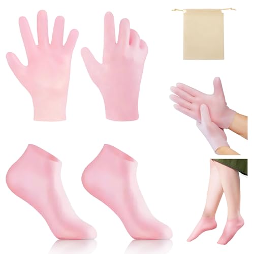 Calcetines hidratantes de silicona,guantes humectantes,calcetines de silicona para mujeres,calcetines de pedicura de spa para reparar pies secos,talones agrietados y suavizar la piel áspera (rosa)