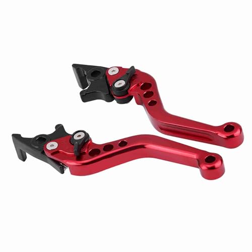 Qiilu Levier de frein, Leviers de frein à double disque 1 paire poignée de modification de motos de motocyclette en alliage d'aluminium CNC universel Levier d'embrayage (rouge)