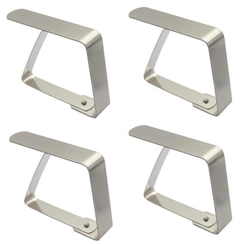 EesTeck 4 Pack Stainless Steel Tablecloth Clips Outdoor Table Cover Clamps Weddings Party Picnic Camping Table Cloth Holders