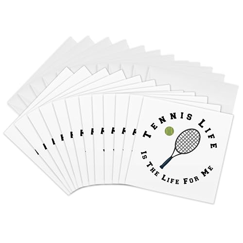 Cartes de vœux tennis 3dRose Lot de 12 papeterie sport 15,2 cm motif Life is The Life For Me