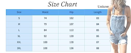 Women's Raw Hem Ripped Denim Shortall Overalls High Waist Shorts Romper (Blue, Medium) #TOP4