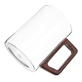 Hemobllo Glaskaffeetasse mit Holzgriff 11,5X11,5X8cm Einfache Einlagige Tasse für Heiße Getränke...