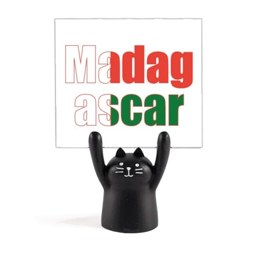 Porte-mémo Madagascar chat noir support pince note décoration bureau
