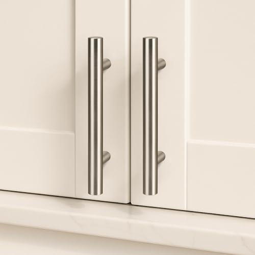 QOGRISUN 4-Pack Solid Brass Cabinet Pulls, 3-3/4 Inch Hole Center Brushed Nickel T-Bar Drawer Handles, Heavy Duty Hardware for Kitchen Cupboards, Dressers & Bathroom Vanities by QOGRISUN - Image 4