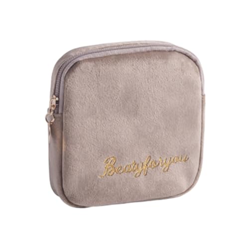 1pc Portable Towel Storage Bag Zippered Pouch for Women Large Capacity Purse for Travel and Outdoor Use Khaki