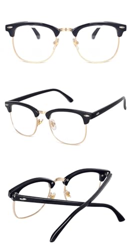 Generico occhiali da lettura 1.75 diottrie per uomo e donna rotondi colorati in metallo neri 3 diottrie grandi vintage 2 3 2.5 3.5 1 1.5 1.75 (Nero/Oro, 2.5, Diottria)