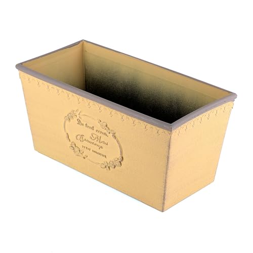 Valle Verde Blumenkasten Pflanzenkasten Blumentopf Witterungsbeständig Kunststoff Retro Vintage Rustikal (Orange, 31,5 cm x 15,5 cm x 15 cm)