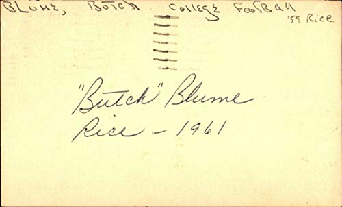Butch Blume Signed 1962 GPC Card 3x5 Autographed Rice Owls 63335