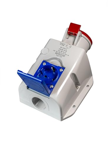 Prise combinée CEE 16A 5 broches 3P+N+E 400V et bloc Schuko IP44 - 4
