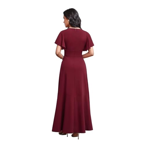 Image of BABYONLINE D.R.E.S.S. Formal Dresses for Women Cocktail Dress Split V Neck Wrap Ruffle Wedding Guest Dress 3089-XIN