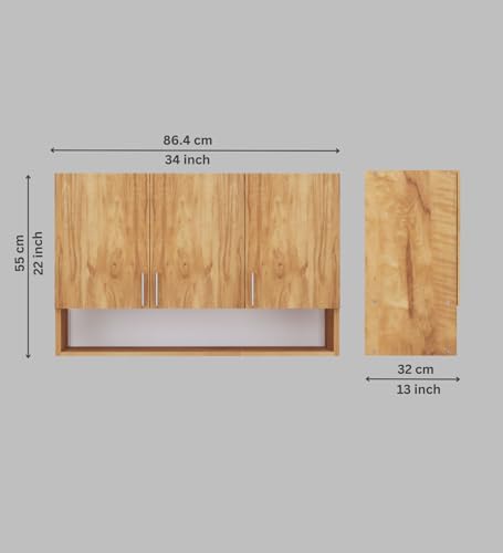 Image of SPECIALITY PANELS 3 Door Modular Wall Mounted Kitchen Cabinet with Organizer Shelf Space Saving Storage Unit | Engineered Wood Cupboard for Kitchen Living Room Organizer Furniture | DIY Assembly