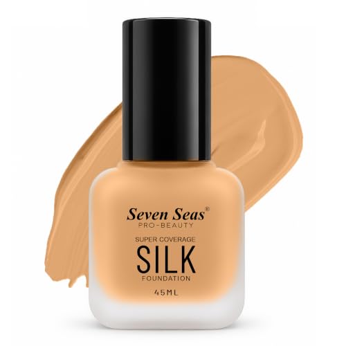 Image of Seven Seas Super Coverage Silk Foundation 45ml Matte Liquid Foundation for Women - Buildable Coverage, Lightweight Formula, Long Lasting Makeup, Silky Smooth Finish(Tawny)