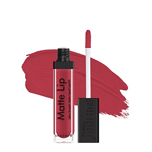 Swiss Beauty Ultra Smooth Matte Liquid Lipstick, Smooth Lip Color, Weightless Finish, Silky Matte Finish, Shade- Peach, 6ml
