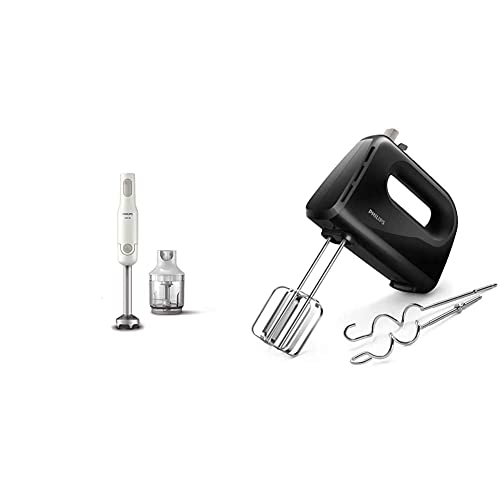 Philips Hand Blender HL1600/02-650W Powerful Motor, 2 Year Warranty & Brown & Philips 300 Watt Lightweight Hand Mixer, Blender with 5 Speed Control Settings