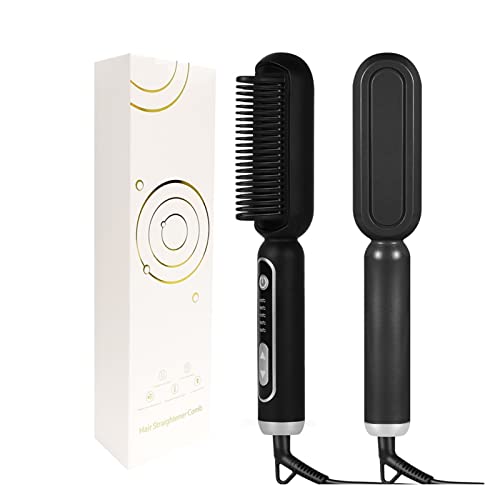 CSDASW 2 in 1 raddrizzatore for Capelli Pennello Professionale Combino for Pettine for Parrucchieri for Parrucche for Capelli Strumenti for Lo Styling Pettine(Noir)