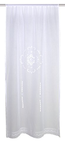 Home Fashion 1 Puerta Estructura Lino Bordada, Tela, Blanco, 180 x 60 cm