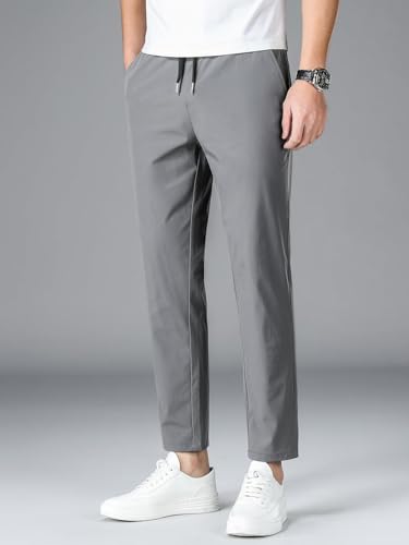 Image of Paralians Men's Regular Fit Solid Pattern Polyester Blend Track Pants with Ankle Length and Drawstring Closure Type |men Track Pants trousers