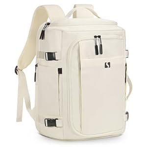 35L Travel Backpack 17" Laptop Backpack W/USB-C Port, Expandable Carry-On Bag, TSA Flight Approved Water-Resistant for Business College, White