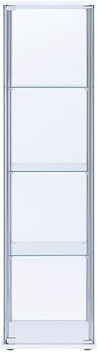 Miniatura 3 de BOWERY HILL Vitrina de cristal de 4 estantes con vigas de soporte cromadas y parte superiorbase blanca