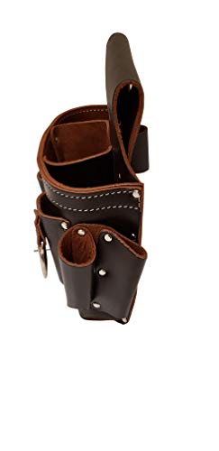 Image of LAUTUS Top /Full Grain Leather Tool Pouch Bag | Electrician /Contractor, Electric Bag | 10 Pockets | 100% Leather Dark Brown