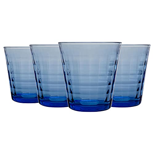 Duralex Prisme Drinking Glasses - 220ml Tumblers for Water, Juice - Blue - Pack of 8