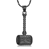Imrsanl Viking Thor's Hammer Urn Necklace for Ashes Tree of Life Cremation Jewelry Ashes Holder Keepsake Human Memorial Pendant for Women Men (Black)