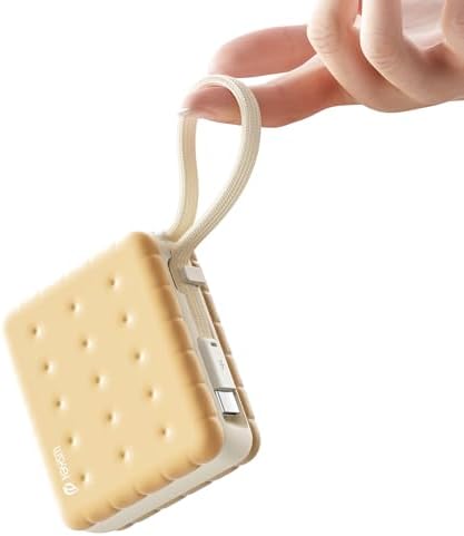 WSKEN for 30W-Fast-Charging Portable Charger Power-Bank, 10000mAh Battery Pack with Built in USB-C Cables, Small Compact, Travel Cell Phone Power Bank for iPhone 17/16 Series, Samsung - Beige