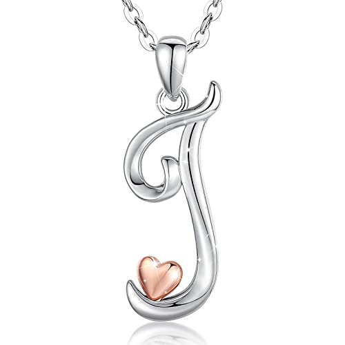CELESTIA Initial Necklaces Sterling Silver Letter Pendant Heart Initial J Monogram Alphabet Jewelry