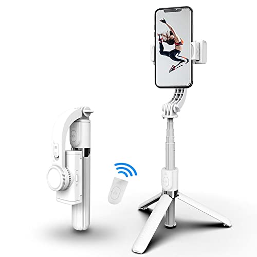 LCYFBE Stabilisateur Smartphone,1 Axe Gimbal Stabilisateur de Téléphone Portable pour iPhone et Android,Perche Selfie Bluetooth Stabilisateur Rotation à 360 °Équilibre Automatique avec Télécommande Cover