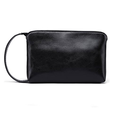 Womens wallet Genuine Leather Women's Wallets - Stylish Wristband Coin Purse with Zipper for Money & Phone - Designer Clutch Handbag for Ladies(Black)2