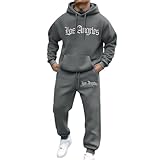 Design: Survêtement hiver pour hommes, hoodie pour hommes et pantalon, design ample décontracté, sweatshirt à capuche, imprimées, sweats à manches longues avec poches.