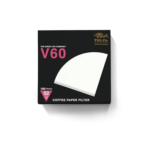 Image of TGL Co. V60 White Coffee Filter Papers Size 02 - 100 Count | Bleach-Free Cone-Shaped Paper Filters | Natural Paper Coffee Filter for Pour Over & Drip Coffee Maker Bleach-Free, Disposable, No Blowout
